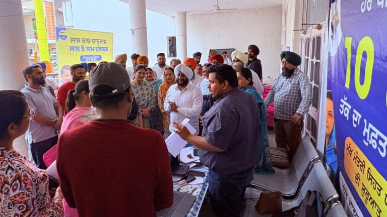 MLA Mohali Kulwant Singh Inspects Registration Camp in Madanpur, Urges Residents to Enroll for Health Scheme