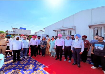 MLA Kulwant Singh hoisting the Indian National Flag at his office in Sector 79, Mohali, to promote patriotism and national pride
