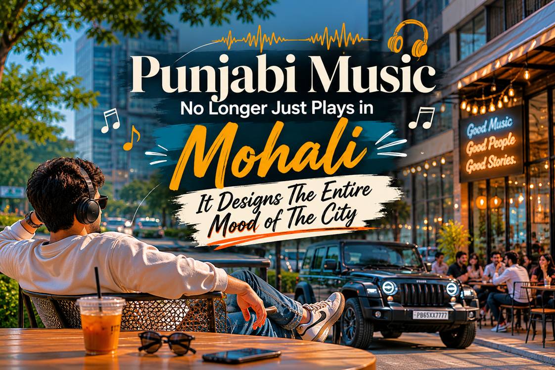 Young people enjoying Punjabi music culture in Mohali through cars, cafés, nightlife, and social gatheringsV