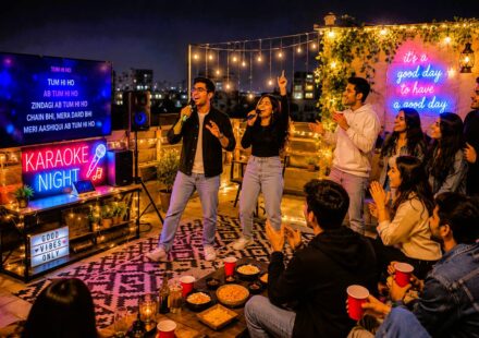 Young people enjoying karaoke nights, open mics, and activity cafés in Mohali instead of traditional clubbing