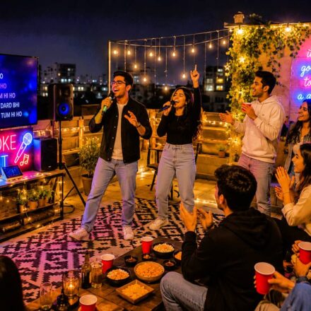Young people enjoying karaoke nights, open mics, and activity cafés in Mohali instead of traditional clubbing
