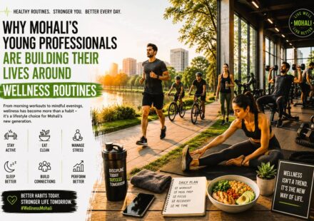Young professionals in Mohali working out, cycling, and following healthy wellness routines
