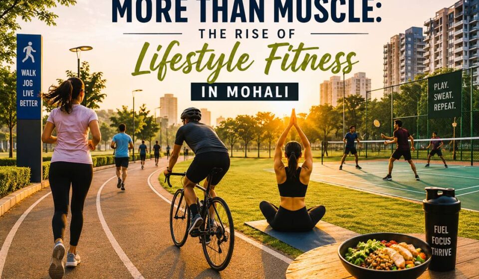 People cycling, jogging, playing badminton, and doing outdoor fitness activities in Mohali