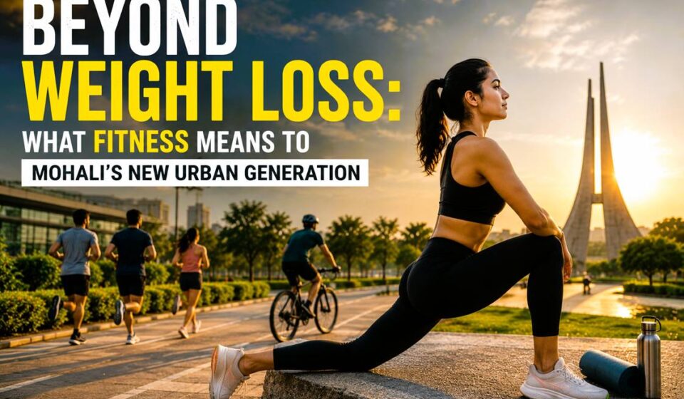 Young professionals in Mohali participating in running, yoga, cycling, and wellness activities
