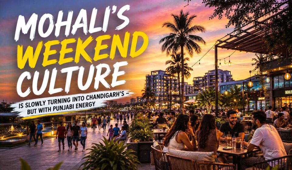 Young crowd enjoying Mohali weekend café and rooftop culture at night