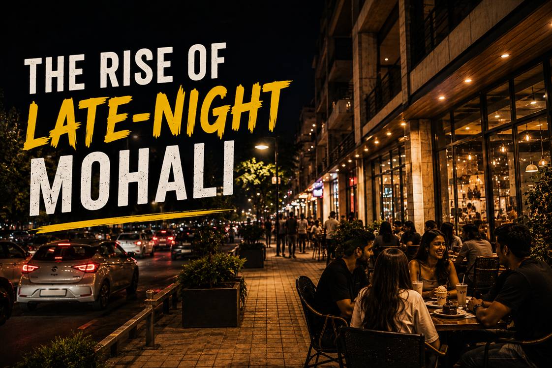 Young people enjoying Mohali late-night café and dessert culture