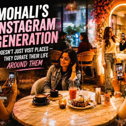 Young people creating Instagram content at aesthetic cafés in Mohali