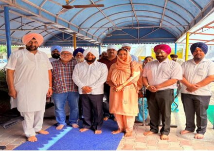 MLA Kulwant Singh attending a thanksgiving religious gathering at Gurdwara Sahib in Ward 5, Mohali, and congratulating Councillor Arvinder Kaur
