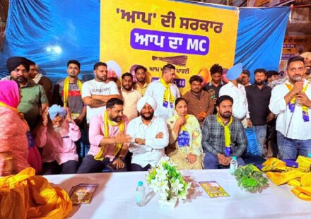 MLA Kulwant Singh interacting with residents during election campaigning in Wards 48 and 49 in Mohali.