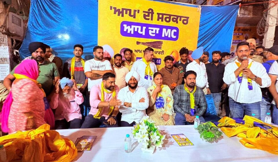 MLA Kulwant Singh interacting with residents during election campaigning in Wards 48 and 49 in Mohali.