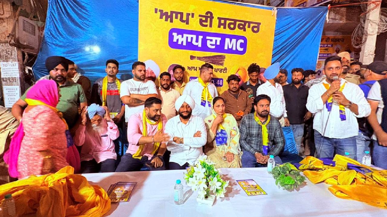 MLA Kulwant Singh interacting with residents during election campaigning in Wards 48 and 49 in Mohali.