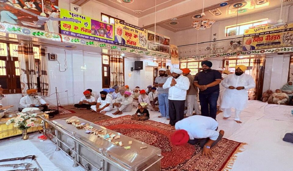 MLA Kulwant Singh attending the final Ardaas ceremony in village Gige Majra and offering condolences to the bereaved family