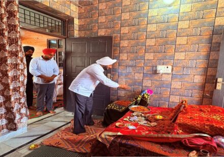 MLA Kulwant Singh attending a prayer gathering in memory of Surinderpal Singh Ji at village Gige Majra and offering condolences to the family.