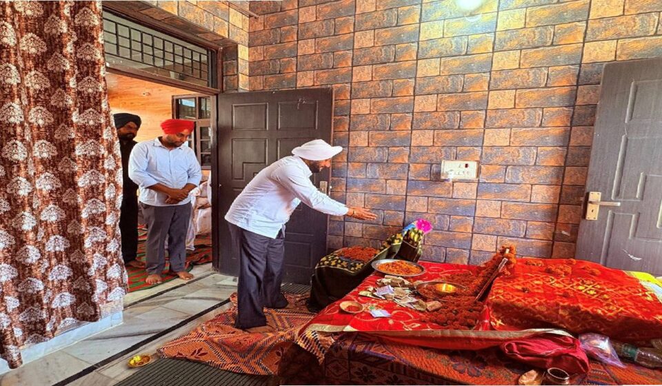 MLA Kulwant Singh attending a prayer gathering in memory of Surinderpal Singh Ji at village Gige Majra and offering condolences to the family.