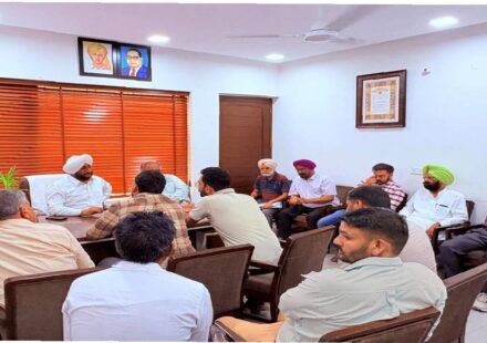 MLA Kulwant Singh interacting with residents during a public grievance meeting in Mohali focused on citizen services and local development issues