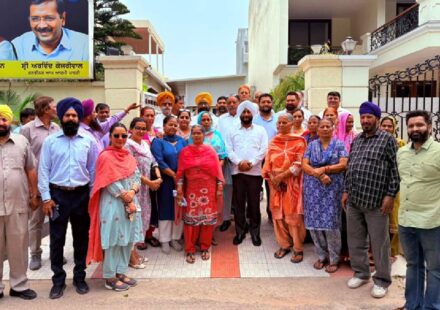 MLA Kulwant Singh meeting residents at his office and discussing public concerns and local development issues in Mohali.