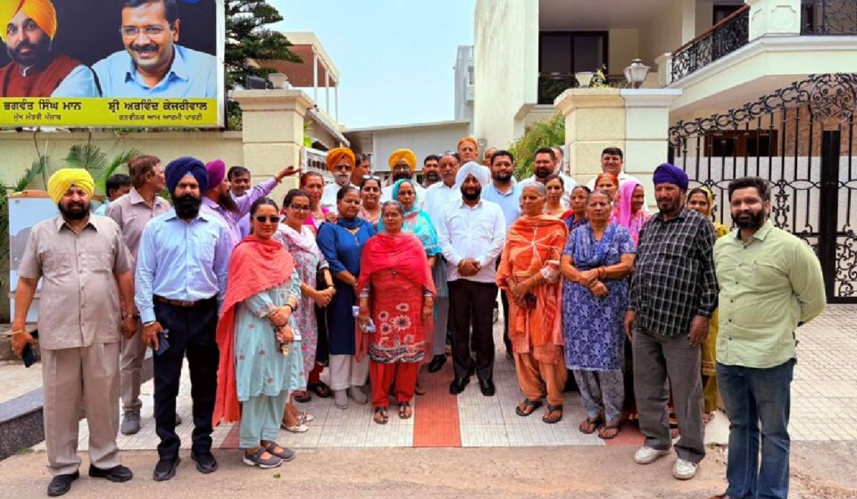 MLA Kulwant Singh meeting residents at his office and discussing public concerns and local development issues in Mohali.