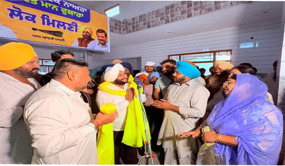 MLA Kulwant Singh interacting with villagers during a Lok Milni programme in Saidpur village, SAS Nagar Mohali, discussing public grievances and development initiatives
