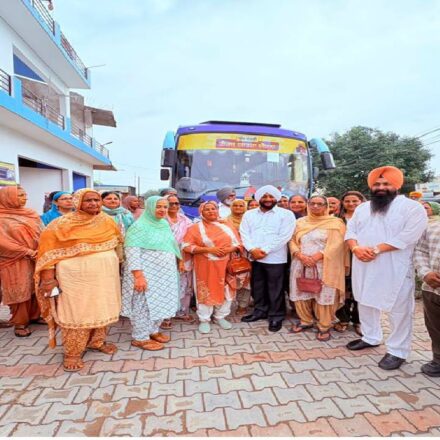 MLA Kulwant Singh flags off a pilgrimage bus carrying senior citizens from Chilla village, SAS Nagar Mohali, under the Chief Minister's Pilgrimage Scheme.