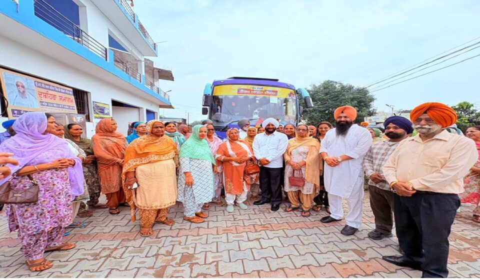 MLA Kulwant Singh flags off a pilgrimage bus carrying senior citizens from Chilla village, SAS Nagar Mohali, under the Chief Minister's Pilgrimage Scheme.