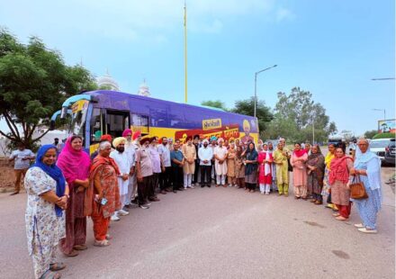 MLA Kulwant Singh flags off a pilgrimage bus carrying senior citizens from Sector 91, SAS Nagar Mohali, under the Chief Minister's Pilgrimage Scheme