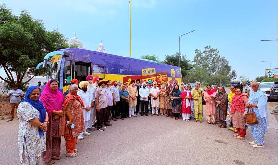 MLA Kulwant Singh flags off a pilgrimage bus carrying senior citizens from Sector 91, SAS Nagar Mohali, under the Chief Minister's Pilgrimage Scheme