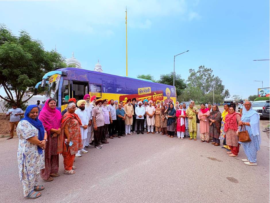 MLA Kulwant Singh flags off a pilgrimage bus carrying senior citizens from Sector 91, SAS Nagar Mohali, under the Chief Minister's Pilgrimage Scheme