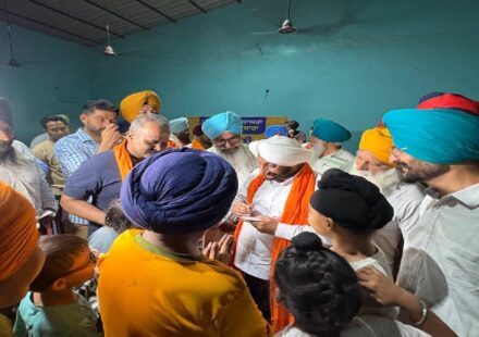 MLA Kulwant Singh interacting with residents of Bhagomajra village, SAS Nagar Mohali, during a community meeting on local development and public welfare