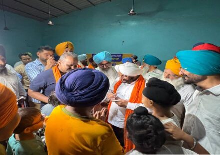 MLA Kulwant Singh interacting with residents of Bhagomajra village, SAS Nagar Mohali, during a community meeting on local development and public welfare