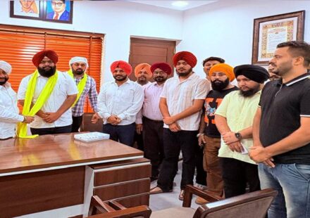 MLA Kulwant Singh congratulates Biswpreet Singh on his appointment as Youth Wing Area Coordinator in Mohali