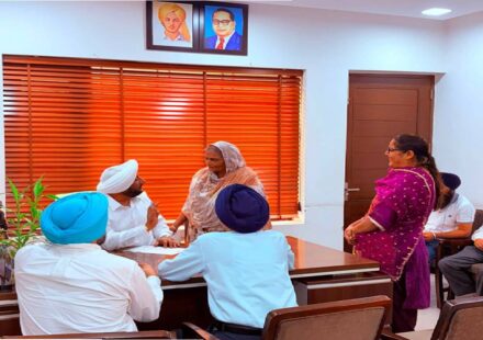 MLA Kulwant Singh interacting with residents of SAS Nagar Mohali during a public meeting focused on addressing local concerns and promoting citizen-centric governance