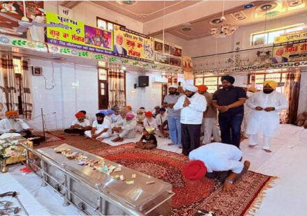 MLA Kulwant Singh attending the final Ardaas ceremony in village Gige Majra and offering condolences to the bereaved family