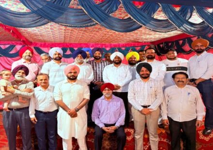 MLA Kulwant Singh attending a felicitation ceremony honouring the newly elected Mayor, Deputy Mayors, and councillors of the Mohali Municipal Corporation in Ward No. 44.