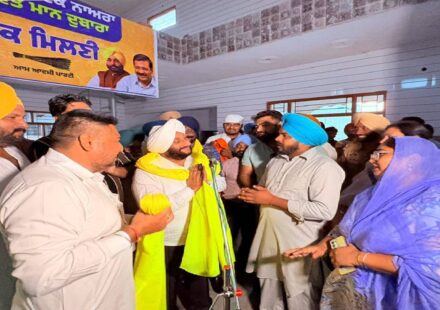 MLA Kulwant Singh interacting with villagers during a Lok Milni programme in Saidpur village, SAS Nagar Mohali, discussing public grievances and development initiatives