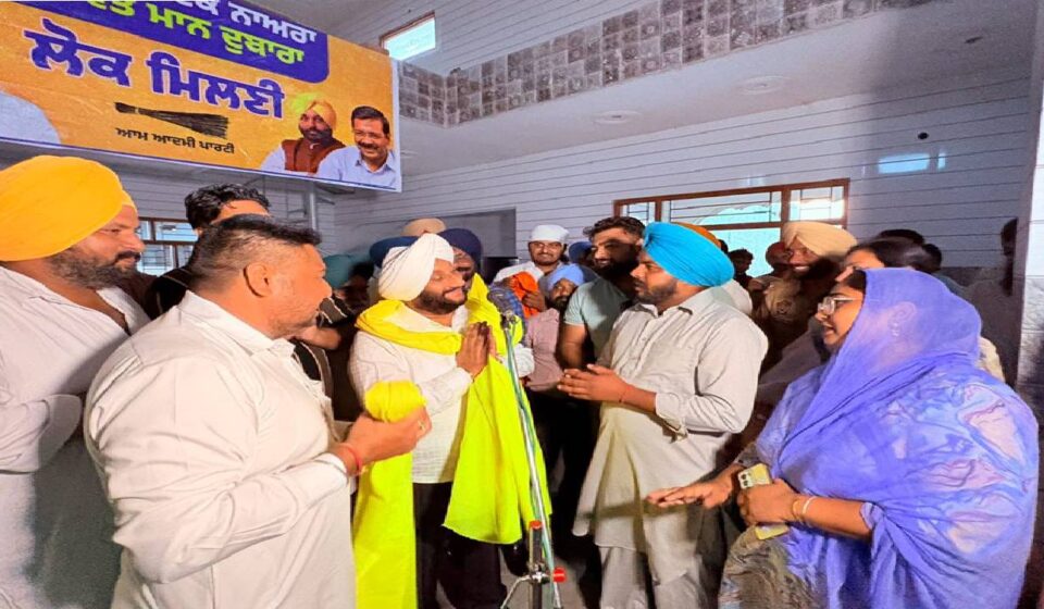 MLA Kulwant Singh interacting with villagers during a Lok Milni programme in Saidpur village, SAS Nagar Mohali, discussing public grievances and development initiatives