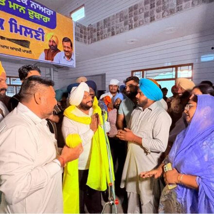 MLA Kulwant Singh interacting with villagers during a Lok Milni programme in Saidpur village, SAS Nagar Mohali, discussing public grievances and development initiatives