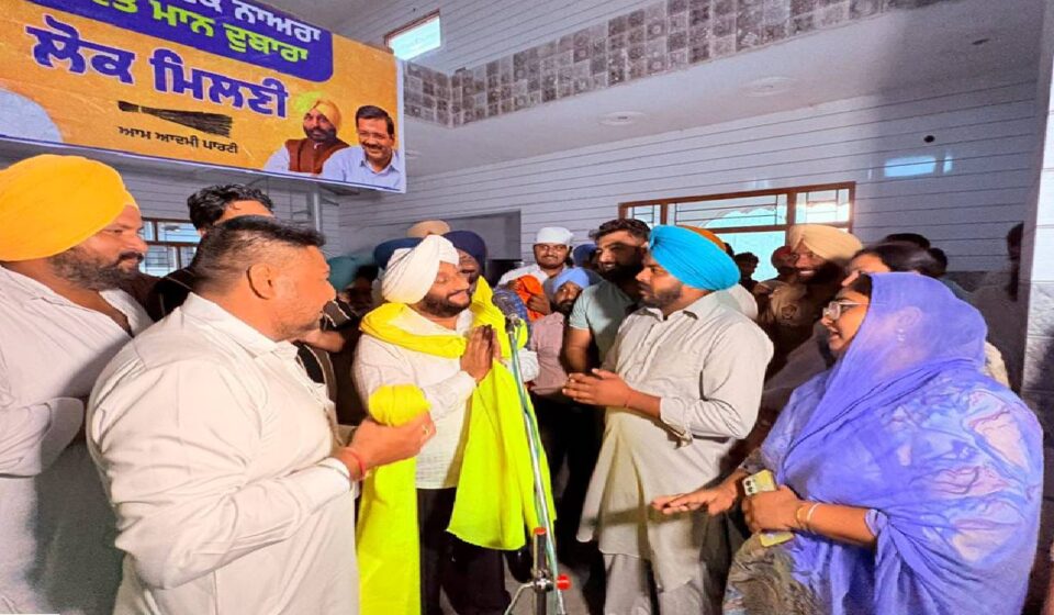 MLA Kulwant Singh interacting with villagers during a Lok Milni programme in Saidpur village, SAS Nagar Mohali, discussing public grievances and development initiatives