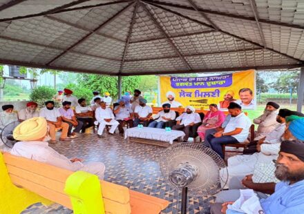MLA Kulwant Singh interacting with residents during a Lok Milni meeting in Thaska village, SAS Nagar Mohali, to hear public grievances and discuss local development