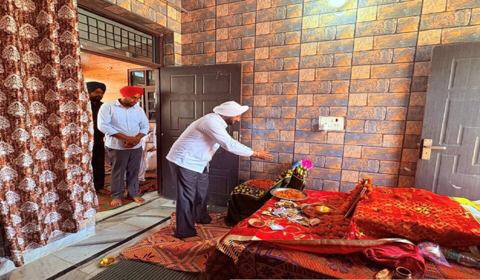 MLA Kulwant Singh attending a prayer gathering in memory of Surinderpal Singh Ji at village Gige Majra and offering condolences to the family