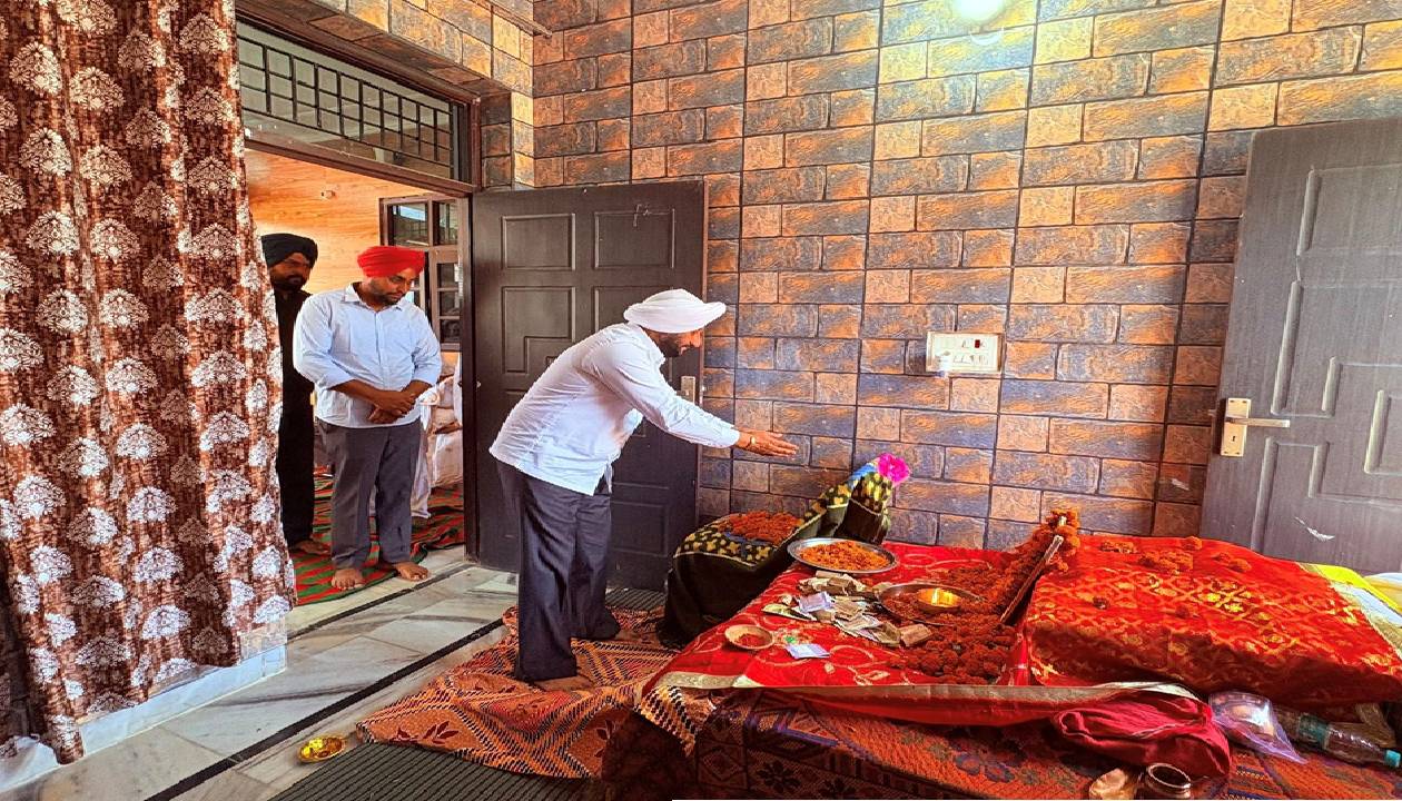 MLA Kulwant Singh attending a prayer gathering in memory of Surinderpal Singh Ji at village Gige Majra and offering condolences to the family