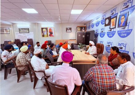 MLA Kulwant Singh meeting residents from different areas of SAS Nagar Mohali at his constituency office to discuss local issues and public grievances