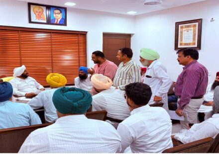 MLA Kulwant Singh meeting residents from different areas of SAS Nagar Mohali at his constituency office to discuss local issues and public grievances