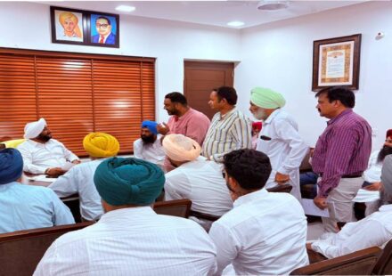 MLA Kulwant Singh meeting residents from different areas of SAS Nagar Mohali at his constituency office to discuss local issues and public grievances