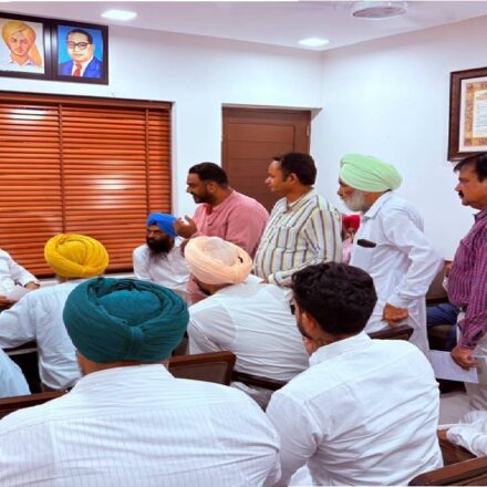 MLA Kulwant Singh meeting residents from different areas of SAS Nagar Mohali at his constituency office to discuss local issues and public grievances