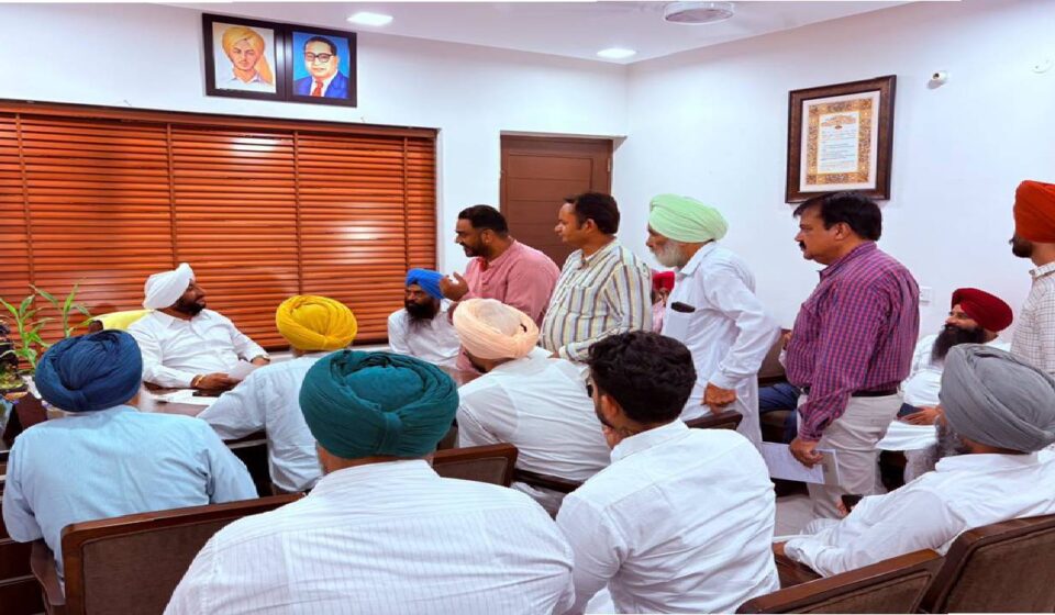 MLA Kulwant Singh meeting residents from different areas of SAS Nagar Mohali at his constituency office to discuss local issues and public grievances