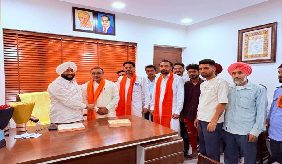 MLA Kulwant Singh meeting residents from different parts of Mohali during a public grievance meeting at his constituency office