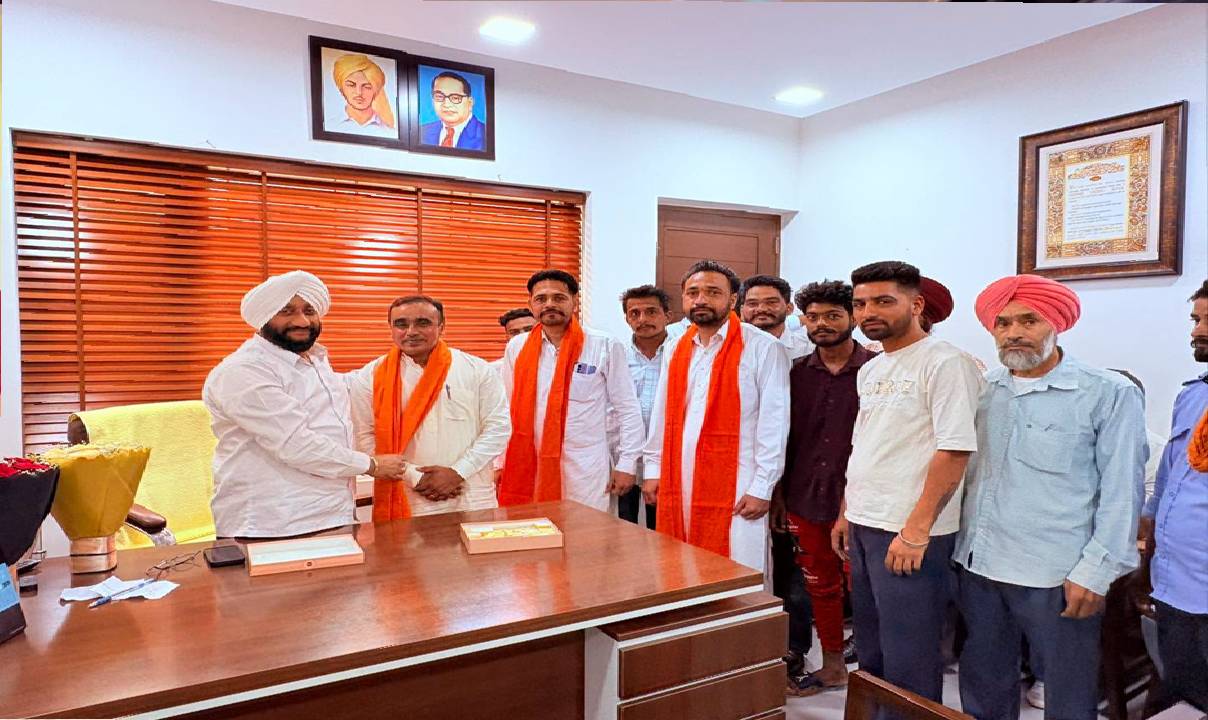 MLA Kulwant Singh meeting residents from different parts of Mohali during a public grievance meeting at his constituency office