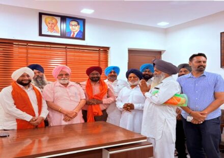 MLA Kulwant Singh interacting with residents during a public meeting in Mohali to discuss local issues and citizen services