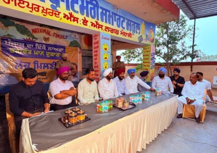 MLA Kulwant Singh interacting with residents during a public outreach programme in Raipur Khurd village, SAS Nagar Mohali, discussing development projects and public welfare initiatives.