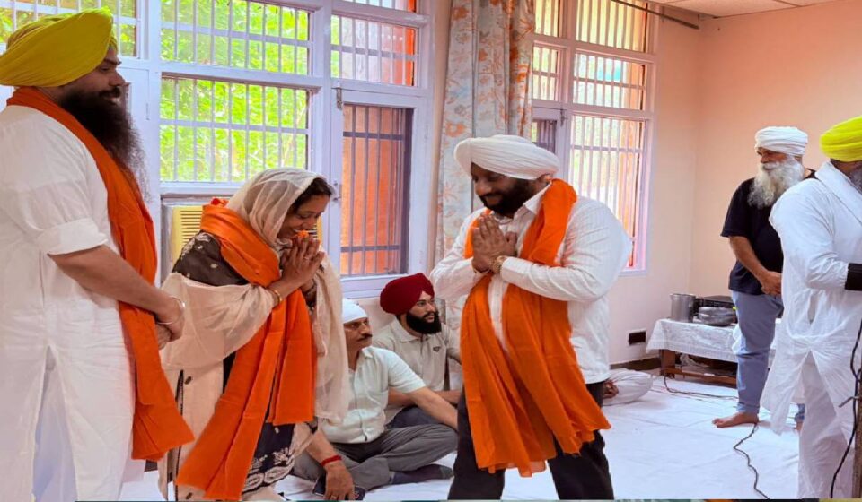 MLA Kulwant Singh attending the Shri Sukhmani Sahib Path at Dr. B.R. Ambedkar Institute, Phase 3B2, SAS Nagar Mohali, on the occasion of the new academic batch